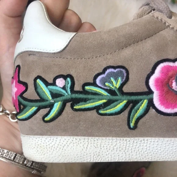 ASH Gull floral embroidered suede sneakers - Picture 11 of 13